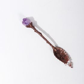 Donghai Natural Crystal Amethyst Tooth Brass Spoon