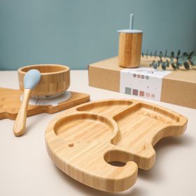 Children's Elephant Dinner Plate Bamboo Bowl Four-piece Set