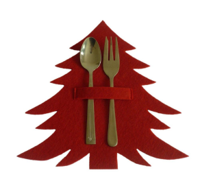 Red And Green Christmas Tree Cutlery Set