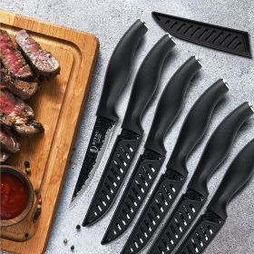 4.5" Steak Knives Set of 6;  Premium German Steel Steak Knives with Non-stick Coating;  Ultra Sharp Serrated Steak Knife;  Ergonomic Handle Design;  S