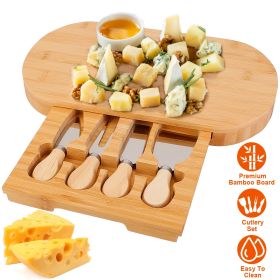 Oval Bamboo Cheese Board w/ Knife Set