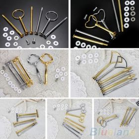 Multi-Style 2 Or 3 Tier Plate Handle Fitting Hardware Rod Tool Cake Plate Stand (Color: Golden, size: Bow)